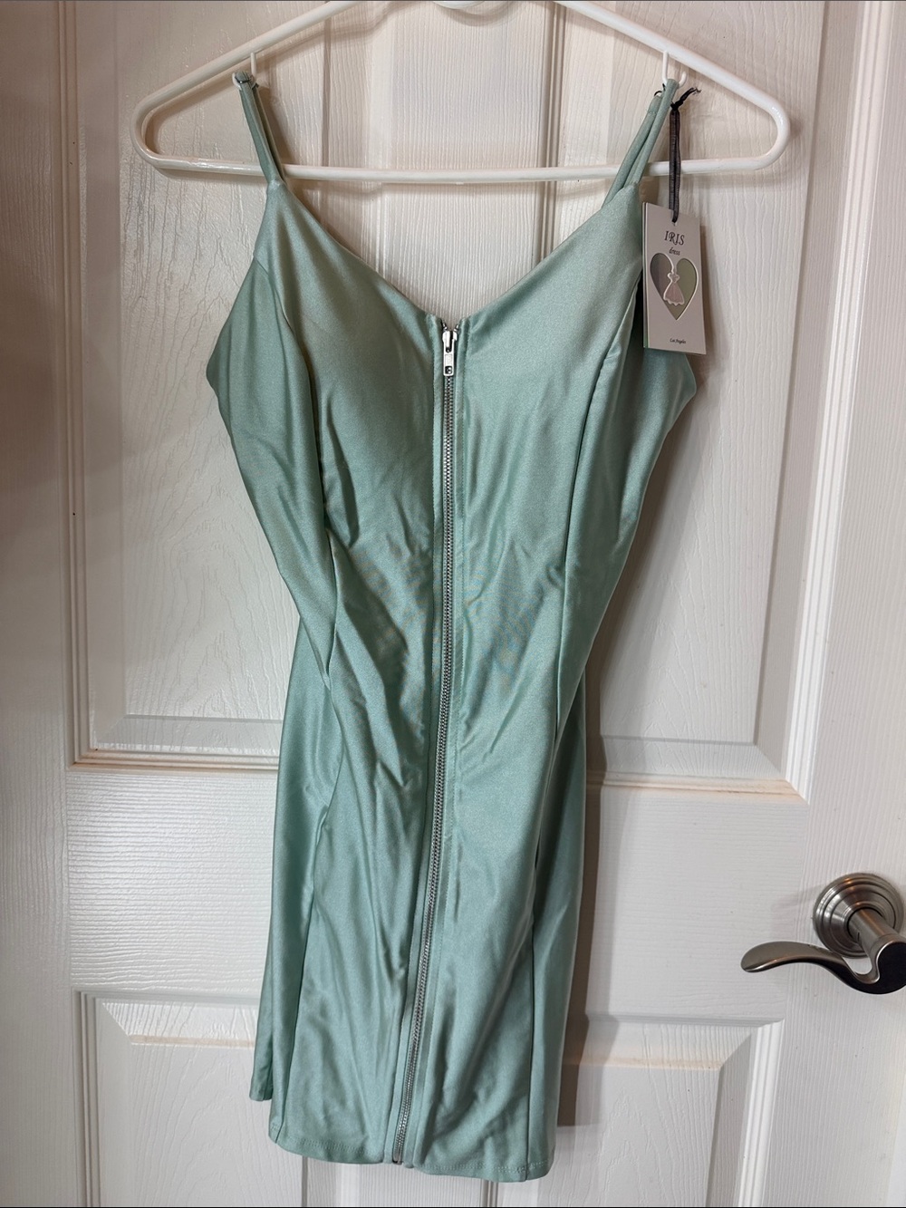 iris Mint Green Slip Dress with Zip